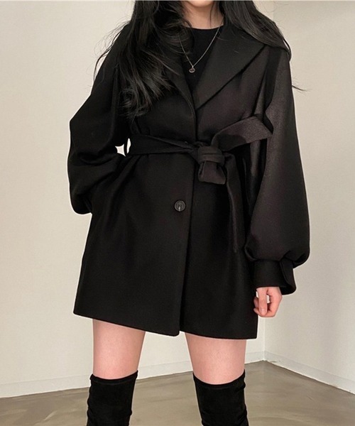 WEGO(ウィゴー)の「WEGO/ウエストマークジャケットワンピース(チェスターコート・レディース・ブラック/アイボリー・LARGE/MEDIUM)」の15枚目の写真