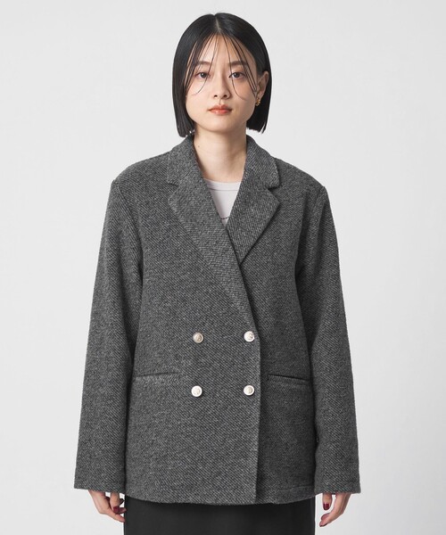 A DAY IN THE LIFE UNITED ARROWS(アデイインザライフユナイテッドアローズ)の「ブークレジャージー ダブルジャケット<A DAY IN THE LIFE>(テーラードジャケット・レディース・ダークグレー/モカ/ネイビー・FREE)」の7枚目の写真