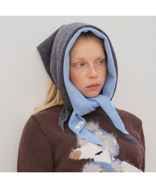 セール】ウール100%素材 三角ニットスカーフ（バンダナ/スカーフ