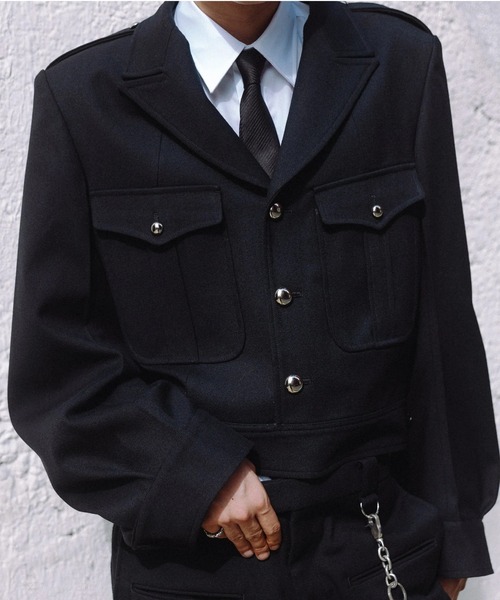 JOHN LAWRENCE SULLIVAN（ジョンローレンスサリバン）の「【JOHN LAWRENCE SULLIVANジョーンローレンスサリバン】WOOL BARATHEA MASSIVE ROUNDED SLEEVE IKE JACKET（ブルゾン・メンズ・ブラック・44/46）」の3枚目の写真