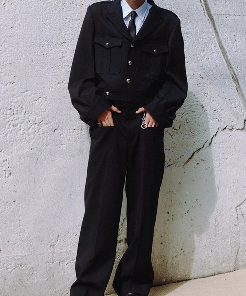 JOHN LAWRENCE SULLIVAN（ジョンローレンスサリバン）の「【JOHN LAWRENCE SULLIVANジョーンローレンスサリバン】WOOL BARATHEA MASSIVE ROUNDED SLEEVE IKE JACKET（ブルゾン・メンズ・ブラック・44/46）」の4枚目の写真