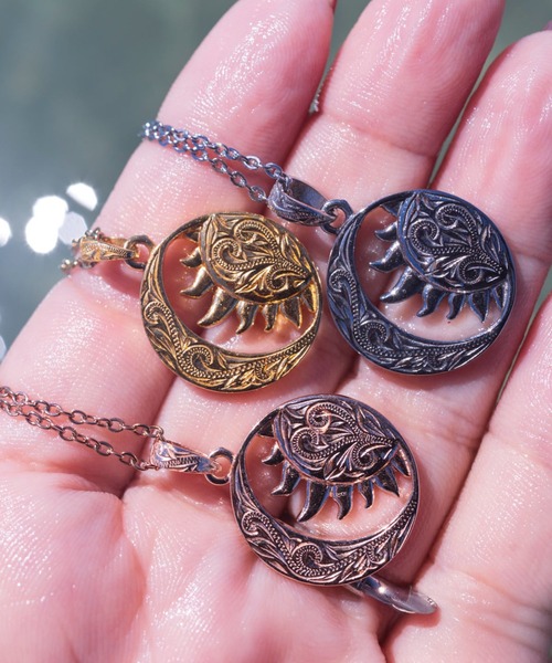 moon&sun necklace/【ハワイアンジュエリー】【サージカルステンレス