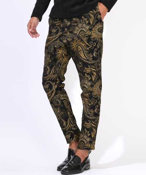 LUXSTYLE(ラグスタイル)の「ゴブラン織りペイズリー柄イージーパンツ(その他パンツ・メンズ・ブラック/ベージュ・L/M/XL)」の4枚目の写真