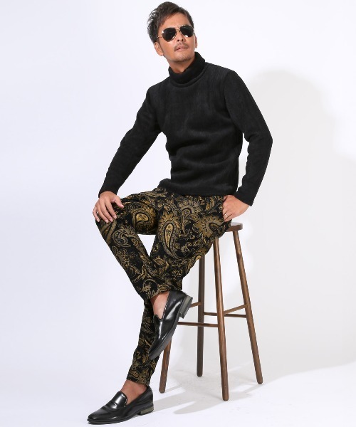 LUXSTYLE(ラグスタイル)の「ゴブラン織りペイズリー柄イージーパンツ(その他パンツ・メンズ・ブラック/ベージュ・L/M/XL)」の7枚目の写真
