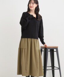 DRESKIP | 異素材ドッキングワンピース(ワンピース)