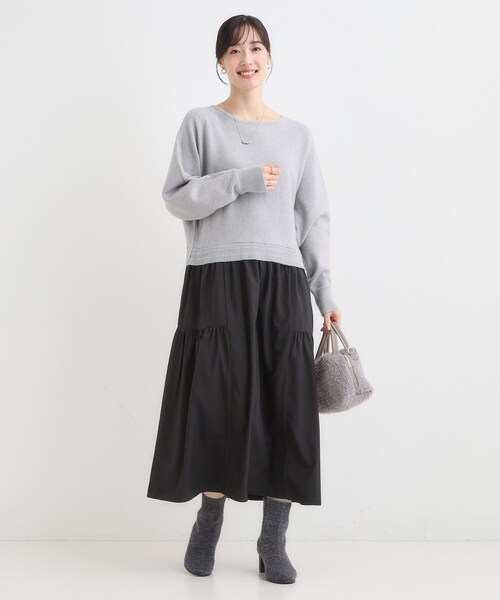 新品☆異素材ドッキングトップス⭐︎ 定価１３５００円⭐︎送料込 セール】異素材ドッキングワンピース（ワンピース）｜DRESKIP（ドレス