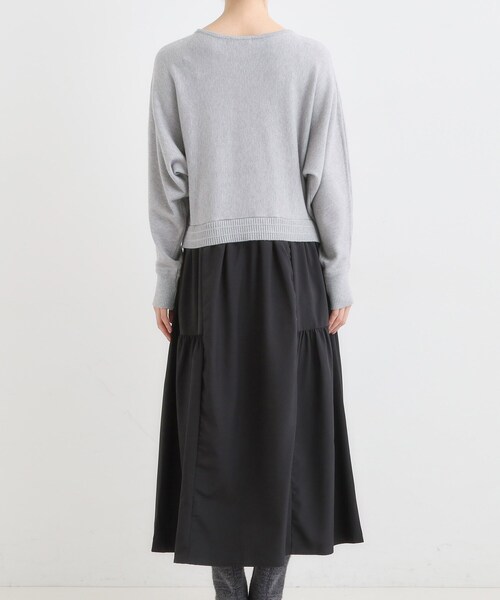 DRESKIP（ドレスキップ）の「異素材ドッキングワンピース（ワンピース・レディース・ブラック系4/グレー系4・01/02/03/04）」の13枚目の写真