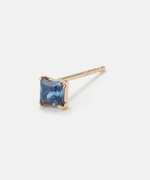 JUPITER(ジュピター)の「【片耳】【K10】プリンセスカット天然石ピアス/サファイア/定番/ユニセックス/一粒<動画あり>(ピアス(片耳用)・レディース・ブルー・FREE)」の4枚目の写真