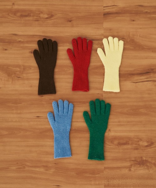 フィンガースリットカラーニットグローブ/スマホ対応（手袋）｜MERLOT