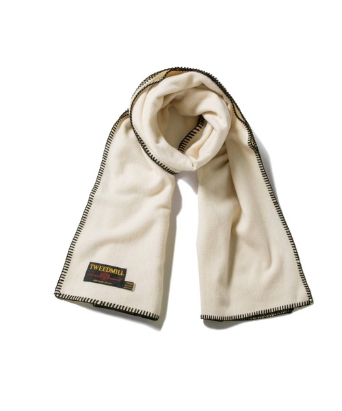 TWEED MILL(ツイードミル)の「TWEEDMILL Lambswool Blanket Stitch ツイードミル ラムウール ブランケットステッチ ストール(ストール/ショール・レディース・シルバー系/ストーン/ブラック系1・ONE SIZE)」の8枚目の写真