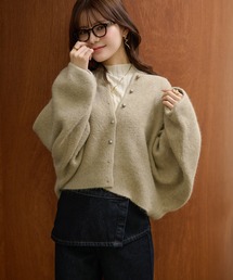 crew neck metal button knit cardigan /クルーネックメタルボタンニットカーディガン