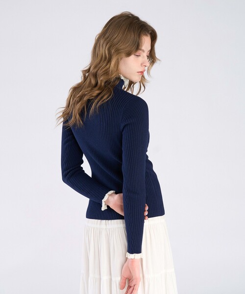 To b. by agnes b.（トゥービーバイアニエスベー）の「【Outlet】メランジリブタートル（ニット/セーター・レディース・ネイビー・FREE）」の5枚目の写真