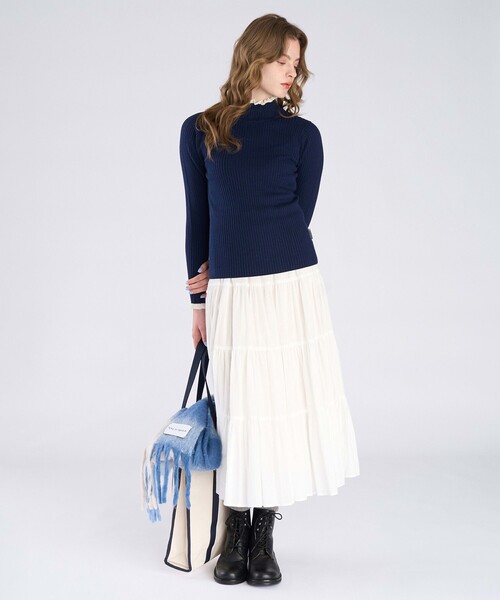 To b. by agnes b.（トゥービーバイアニエスベー）の「【Outlet】メランジリブタートル（ニット/セーター・レディース・ネイビー・FREE）」の6枚目の写真