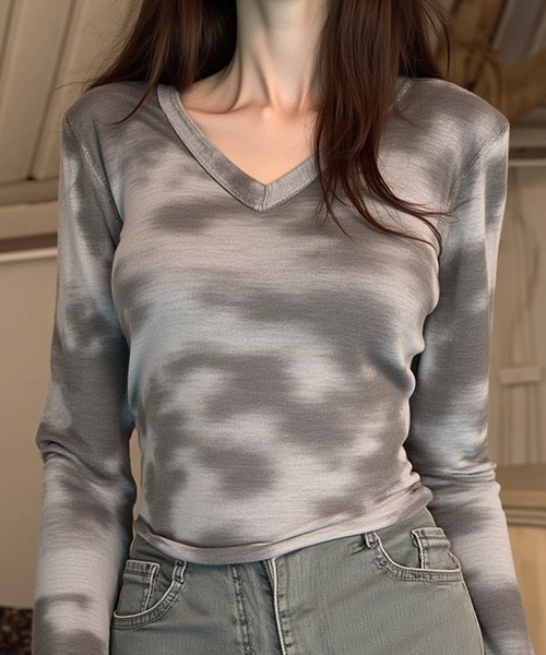 cammie(キャミー)の「タイダイ染め長袖トップス(その他トップス・レディース・グレー/ブラック・M/L)」の2枚目の写真