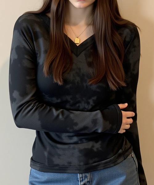 cammie(キャミー)の「タイダイ染め長袖トップス(その他トップス・レディース・グレー/ブラック・M/L)」の7枚目の写真