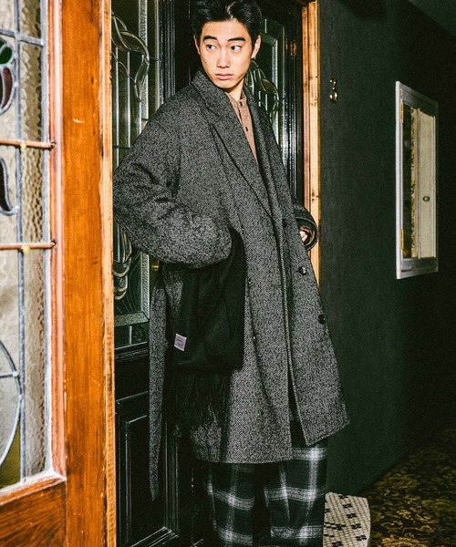 niko and...（ニコアンド）の「ネップツイードロングコート（ダウンジャケット/コート・メンズ・グレー/ブラウン・LARGE/MEDIUM）」の6枚目の写真