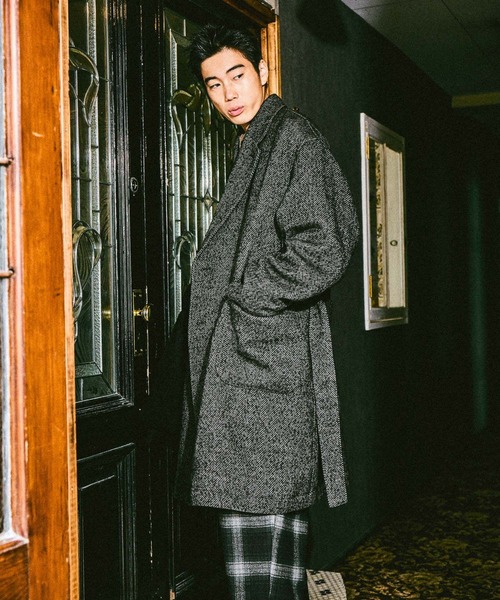 niko and...（ニコアンド）の「ネップツイードロングコート（ダウンジャケット/コート・メンズ・グレー/ブラウン・LARGE/MEDIUM）」の7枚目の写真