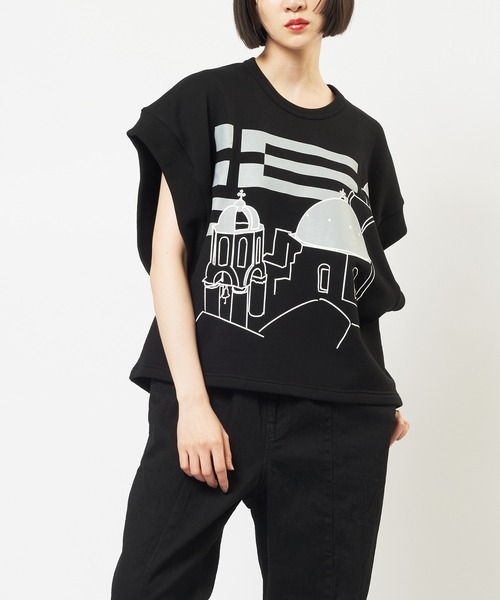 gomme(ゴム)の「テーマプリントT(Tシャツ/カットソー・レディース・チャコールグレー/トップグレー/ブラック・MEDIUM)」の1枚目の写真