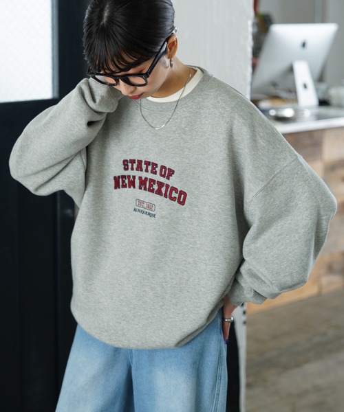 スウェット 裏起毛ロゴ刺繍スウェット