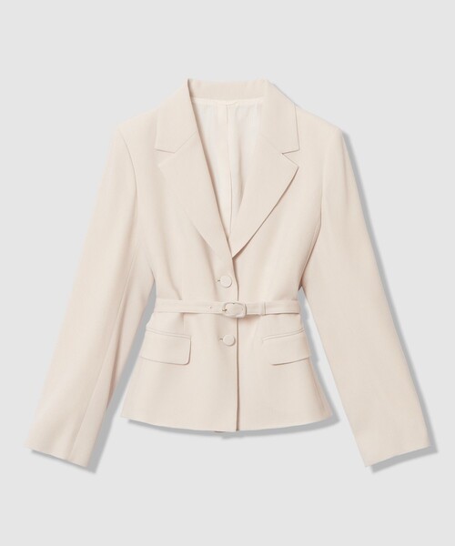 ANAYI（アナイ）の「【Eternal Line 2026】トリアセジョーゼットベルト付き ジャケット（テーラードジャケット・レディース・アイボリー/ネイビー・36/38/34）」の2枚目の写真