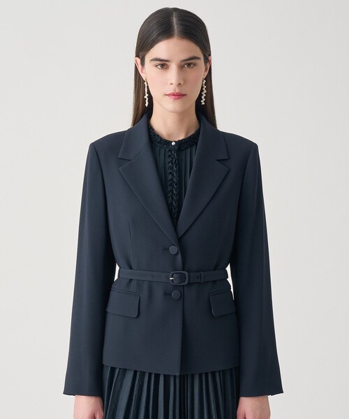 ANAYI（アナイ）の「【Eternal Line 2026】トリアセジョーゼットベルト付き ジャケット（テーラードジャケット・レディース・アイボリー/ネイビー・36/38/34）」の3枚目の写真