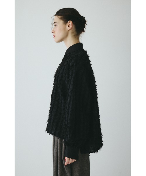 HeRIN.CYE(ヘリンドットサイ)の「Cut jacquard shirt カットジャガードシャツ(シャツ/ブラウス・レディース・ブラック/ホワイト・FREE)」の4枚目の写真