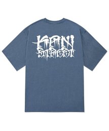 KTPN0183 ダークレタリングピグメント半袖Tシャツ - ブルー