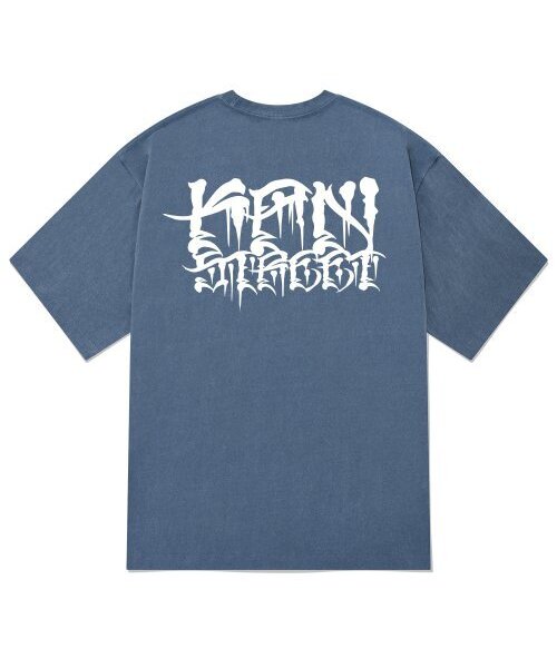 KAN6312(カン6312)の「KTPN0183 ダークレタリングピグメント半袖Tシャツ - ブルー(Tシャツ/カットソー・メンズ・その他・LARGE/MEDIUM/X-LARGE)」の1枚目の写真