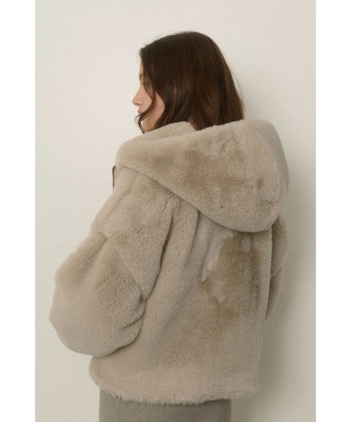 ALEXIA STAM（アリシアスタン）の「Hooded Eco Fur Jacket /フード付きエコファージャケット（その他アウター・レディース・ブラック/グレイッシュベージュ・FREE）」の15枚目の写真