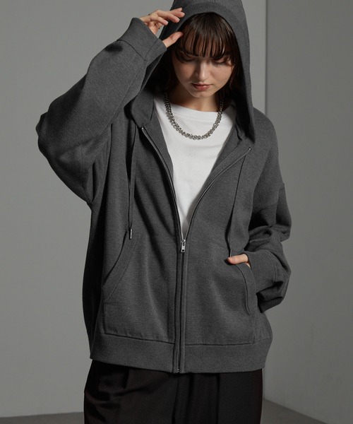 CIYOT(シヨウト)の「【CIYOT】スウェットライクビッグフードニットパーカー(パーカー・メンズ・チャコール/レッド/ブラウン/グレー/ブラック・L/M)」の10枚目の写真