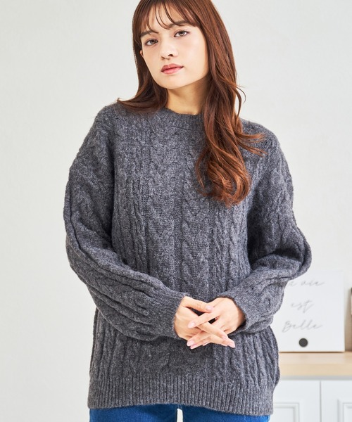 MISCH MASCH(ミッシュマッシュ)の「ZOZO限定 ケーブルもちふわニット(ニット/セーター・レディース・グレー/ホワイト/ピンク・フリ-)」の22枚目の写真