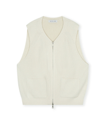 MILITARY KNIT ZIP-UP VEST IVORY