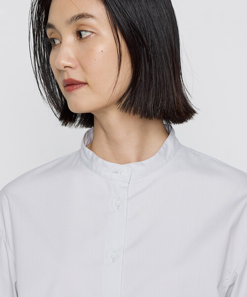 Gabardine K.T(ギャバジンケーティー)の「〔 +サイズ 〕 コットンポリブロード タックボリューム袖のブラウス(シャツ/ブラウス・レディース・オフホワイト/ライトグレー・13号)」の14枚目の写真