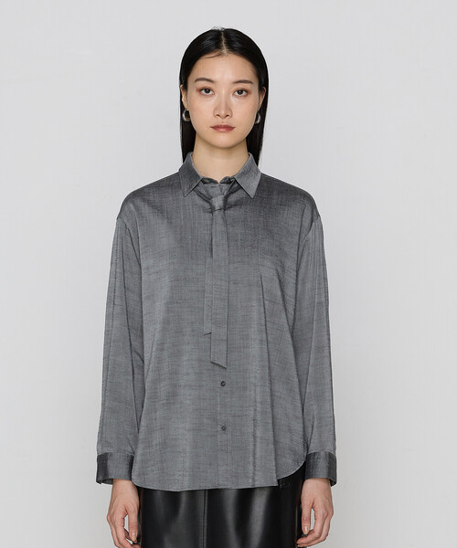 COMME CA(コムサ)の「〔 Sサイズ 〕 シャンブレースラブストレッチ シャツ(シャツ/ブラウス・レディース・ブラック/トップグレー・5号)」の6枚目の写真