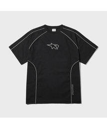 PHYSICAL DEPARTMENT（フィジカル デパートメント）の「リフレクティブパイピングフットボール半袖Tシャツ_ブラック（Tシャツ/カットソー）」