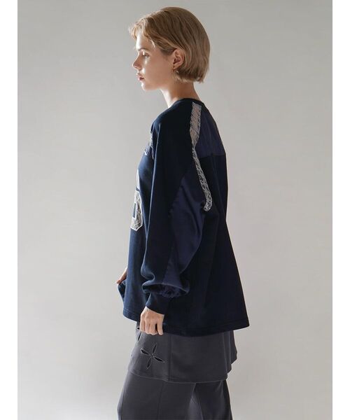 :ETHROF(イーサオブ)の「SATIN×LACE NUMBERNG LONG SLEEVE GAME SWEAT(Tシャツ/カットソー・レディース・ブラック/ネイビー/オフホワイト・FREE)」の16枚目の写真