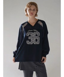 SATIN×LACE NUMBERNG LONG SLEEVE GAME SWEAT