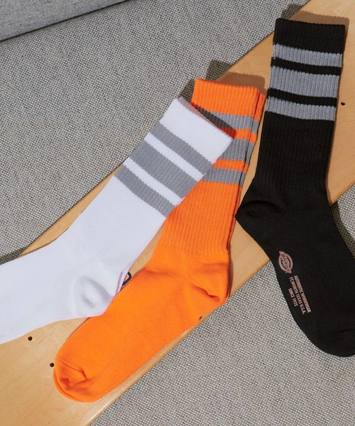 Dickies/ディッキーズ reflector 3line crew SOCKS ラインデザイン