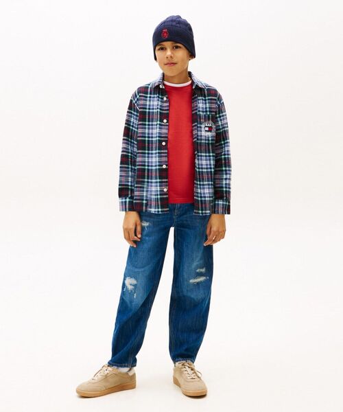 TOMMY HILFIGER（トミーヒルフィガー）の「BOYS チェックエンブレムグラフィックシャツ（シャツ/ブラウス・キッズ・グリーン・130cm/150cm/140cm/160cm）」の3枚目の写真