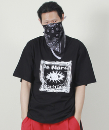 スクエアグラフィックボックスフィット半袖Tシャツブラック