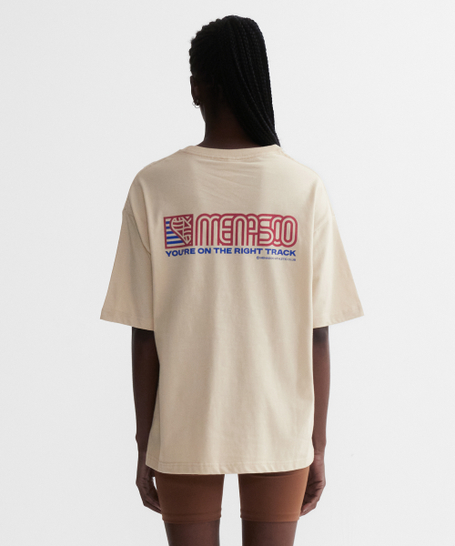 MENASOO(ミナス)の「Squared Hearttrack Graphic T Shirt_Oatmeal(Tシャツ/カットソー・レディース・オートミール・1/3/2)」の2枚目の写真