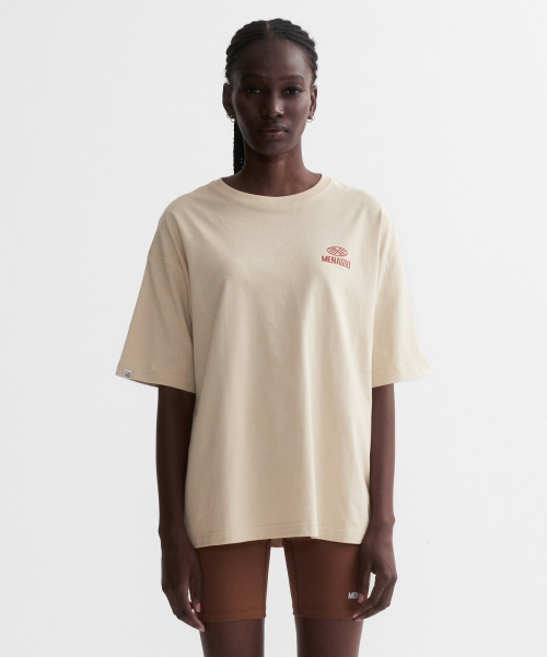 MENASOO(ミナス)の「Squared Hearttrack Graphic T Shirt_Oatmeal(Tシャツ/カットソー・レディース・オートミール・1/3/2)」の3枚目の写真