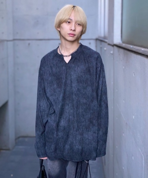 lilful(リルフル)の「【26年春夏新作】エンボスプリーツロンT(Tシャツ/カットソー・メンズ・ホワイト/ブラック/グレー・M/L)」の13枚目の写真