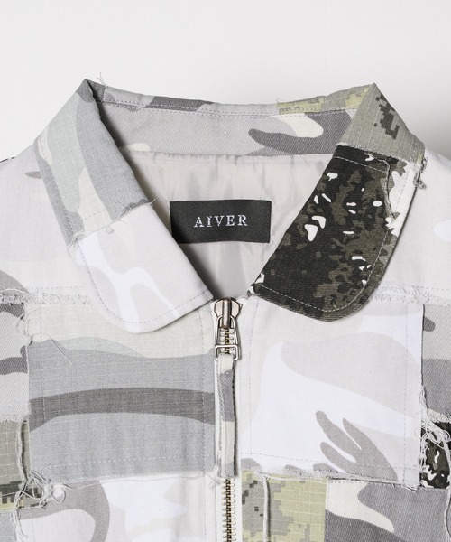 AIVER（アイバー）の「AIVER　ボロフライトジャケット（ミリタリージャケット・メンズ・ブラック/ホワイト×グレー・LARGE/MEDIUM/SMALL）」の18枚目の写真