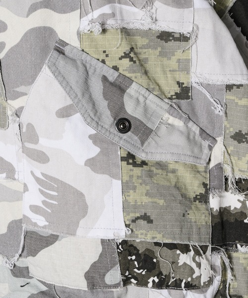 AIVER（アイバー）の「AIVER　ボロフライトジャケット（ミリタリージャケット・メンズ・ブラック/ホワイト×グレー・LARGE/MEDIUM/SMALL）」の19枚目の写真