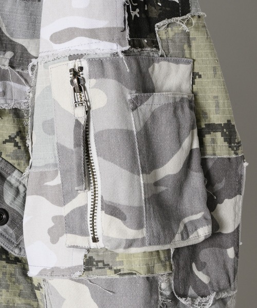 AIVER（アイバー）の「AIVER　ボロフライトジャケット（ミリタリージャケット・メンズ・ブラック/ホワイト×グレー・LARGE/MEDIUM/SMALL）」の21枚目の写真