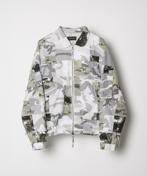 AIVER（アイバー）の「AIVER　ボロフライトジャケット（ミリタリージャケット・メンズ・ブラック/ホワイト×グレー・LARGE/MEDIUM/SMALL）」の15枚目の写真