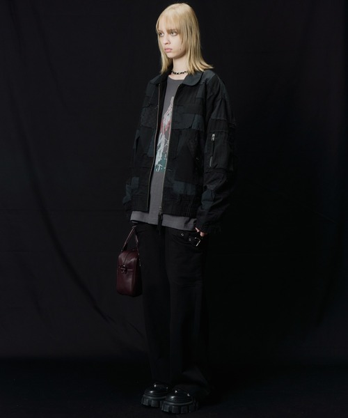 AIVER（アイバー）の「AIVER　ボロフライトジャケット（ミリタリージャケット・メンズ・ブラック/ホワイト×グレー・LARGE/MEDIUM/SMALL）」の6枚目の写真