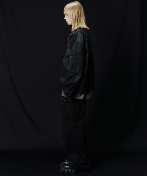 AIVER（アイバー）の「AIVER　ボロフライトジャケット（ミリタリージャケット・メンズ・ブラック/ホワイト×グレー・LARGE/MEDIUM/SMALL）」の7枚目の写真