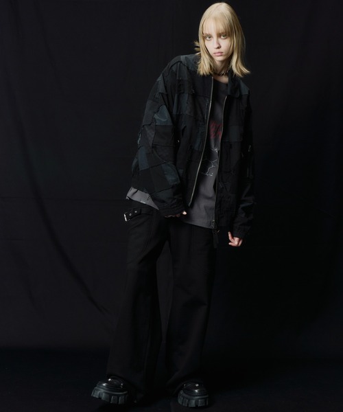 AIVER（アイバー）の「AIVER　ボロフライトジャケット（ミリタリージャケット・メンズ・ブラック/ホワイト×グレー・LARGE/MEDIUM/SMALL）」の4枚目の写真